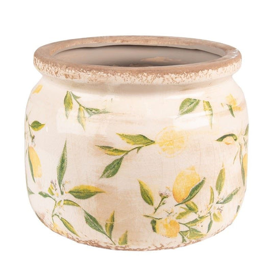 Ceramic Flower Pot in Vintage Style Yellow Lemons, 20*15 cm, 6CE1535L