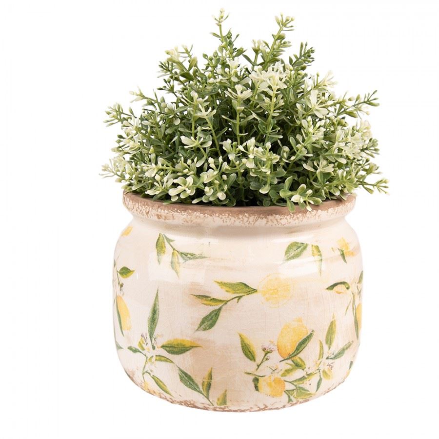 Ceramic Flower Pot in Vintage Style Yellow Lemons, 20*15 cm, 6CE1535L