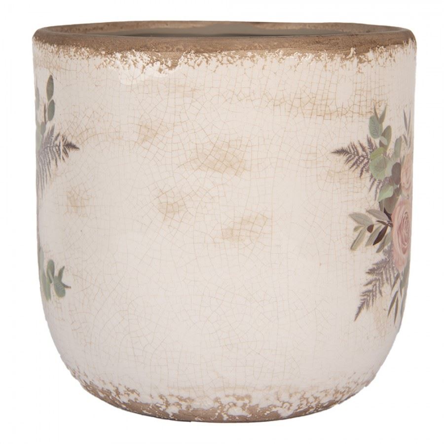 Ceramic Flower Pot in Vintage Style Roses, 20*19 cm, 6CE1981XL