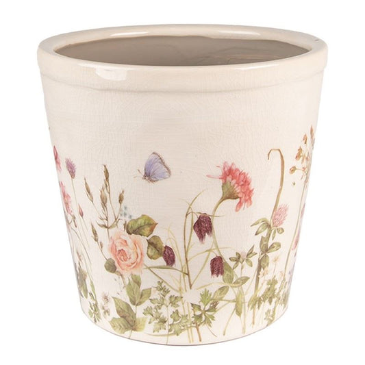 Ceramic Flower Pot in Vintage Style Summer Flowers, 21*19 cm, 6CE1555L