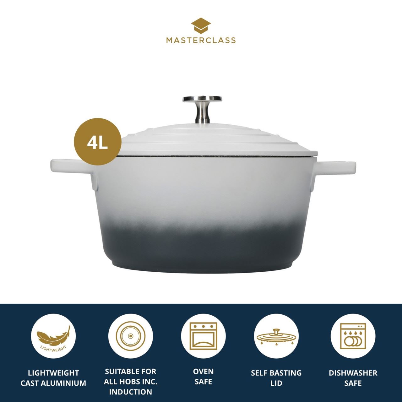 MasterClass Ombre Gray saucepan, 4 L, MCMCRD24GRY