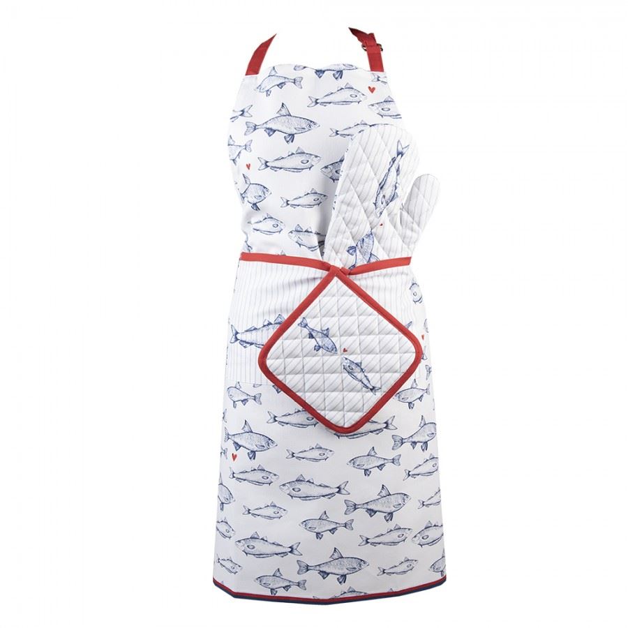 Blue & White Fish Pattern Apron, 70*85 cm