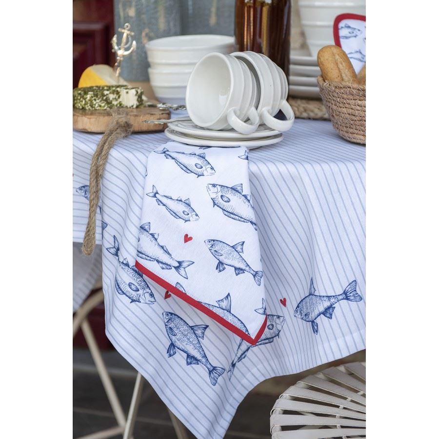 Blue & White Fish Pattern Apron, 70*85 cm