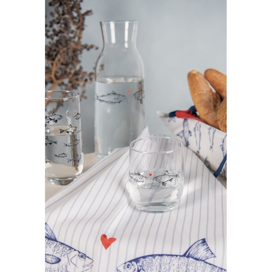 Glass Carafe "Two Fish & Heart" – European Design, 1000 ml