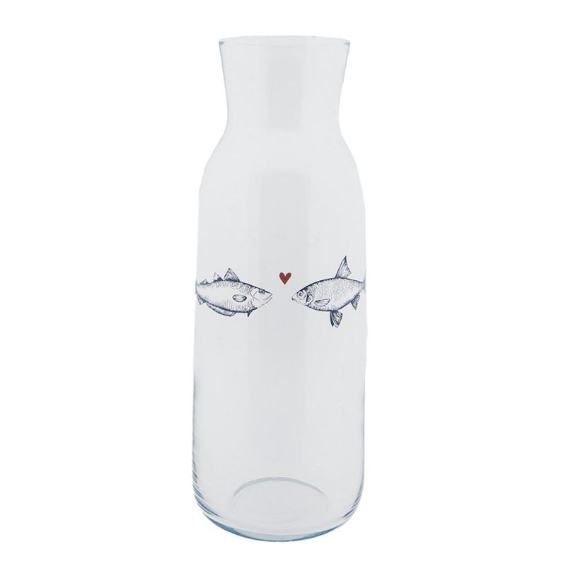 Glass Carafe "Two Fish & Heart" – European Design, 1000 ml