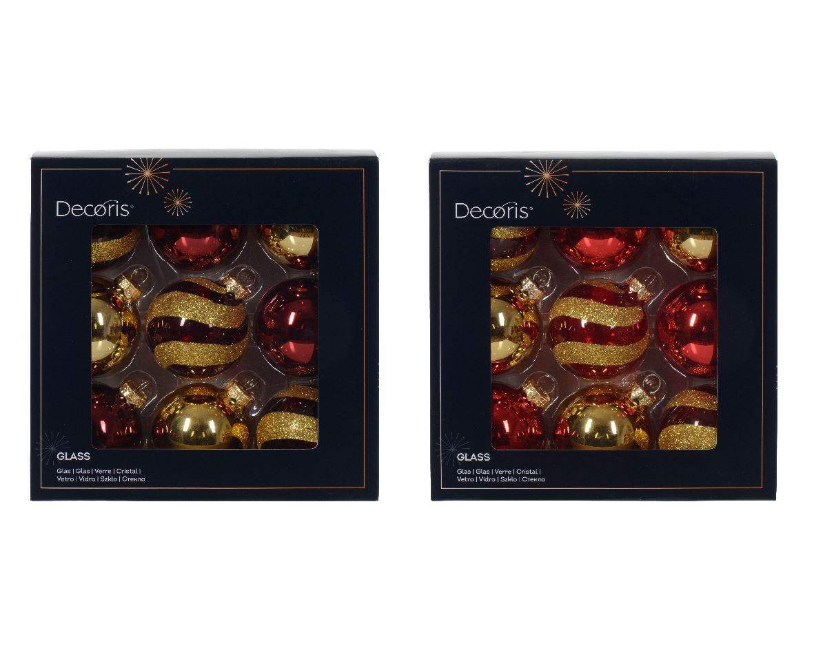 Set of glass balls for the Christmas tree Red/Gold