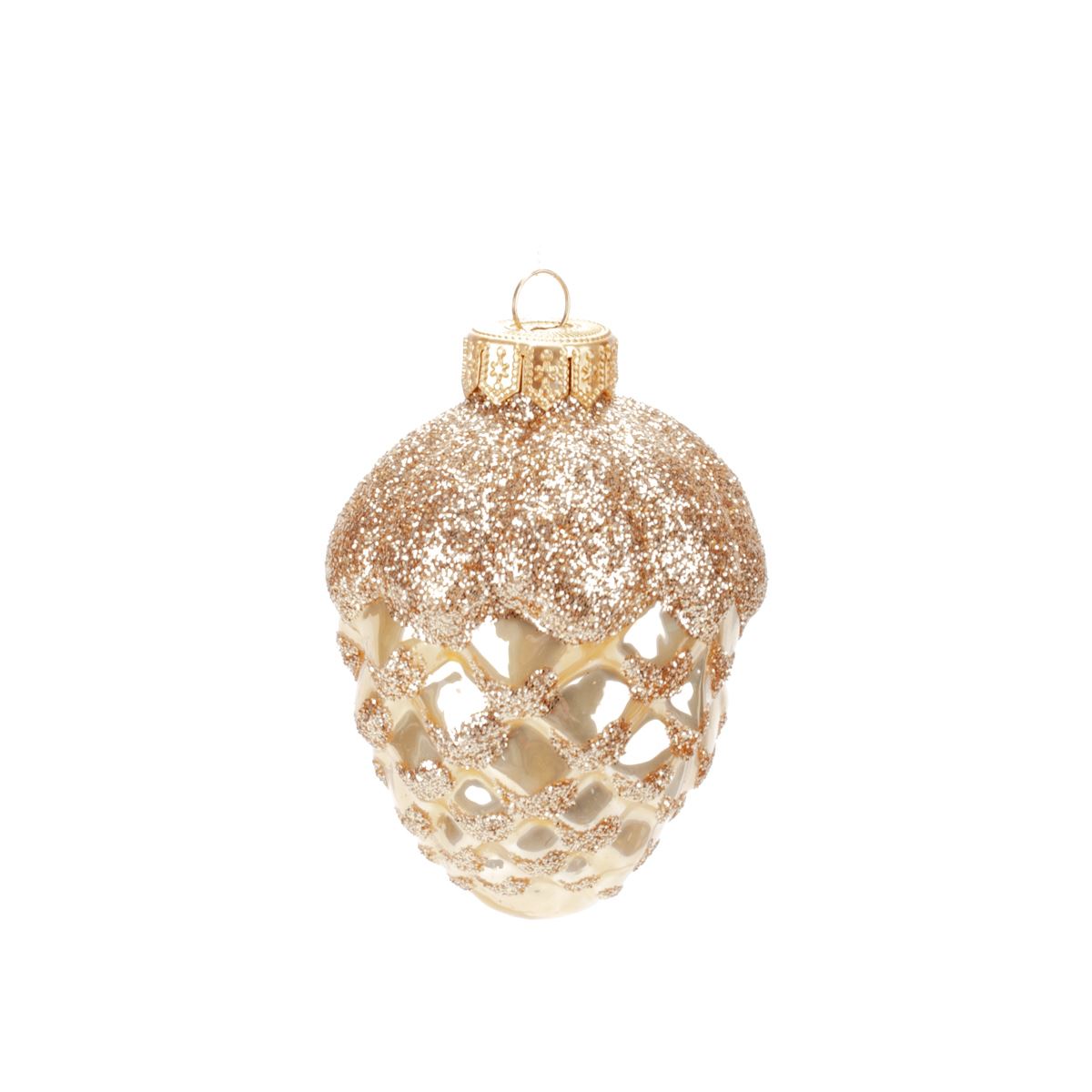 Glass Christmas tree decoration Cone in assortment, 9*7 cm, 1086M New Year's decoration Cone, 9*7 cm, 1086M