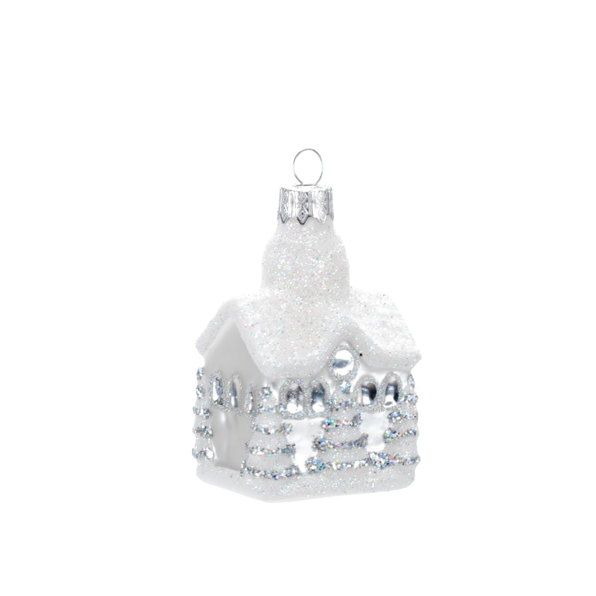 Glass Christmas tree decoration House in assortment, 8*5 cm, 1170M New Year's decoration House, 8*5 cm, 1170M