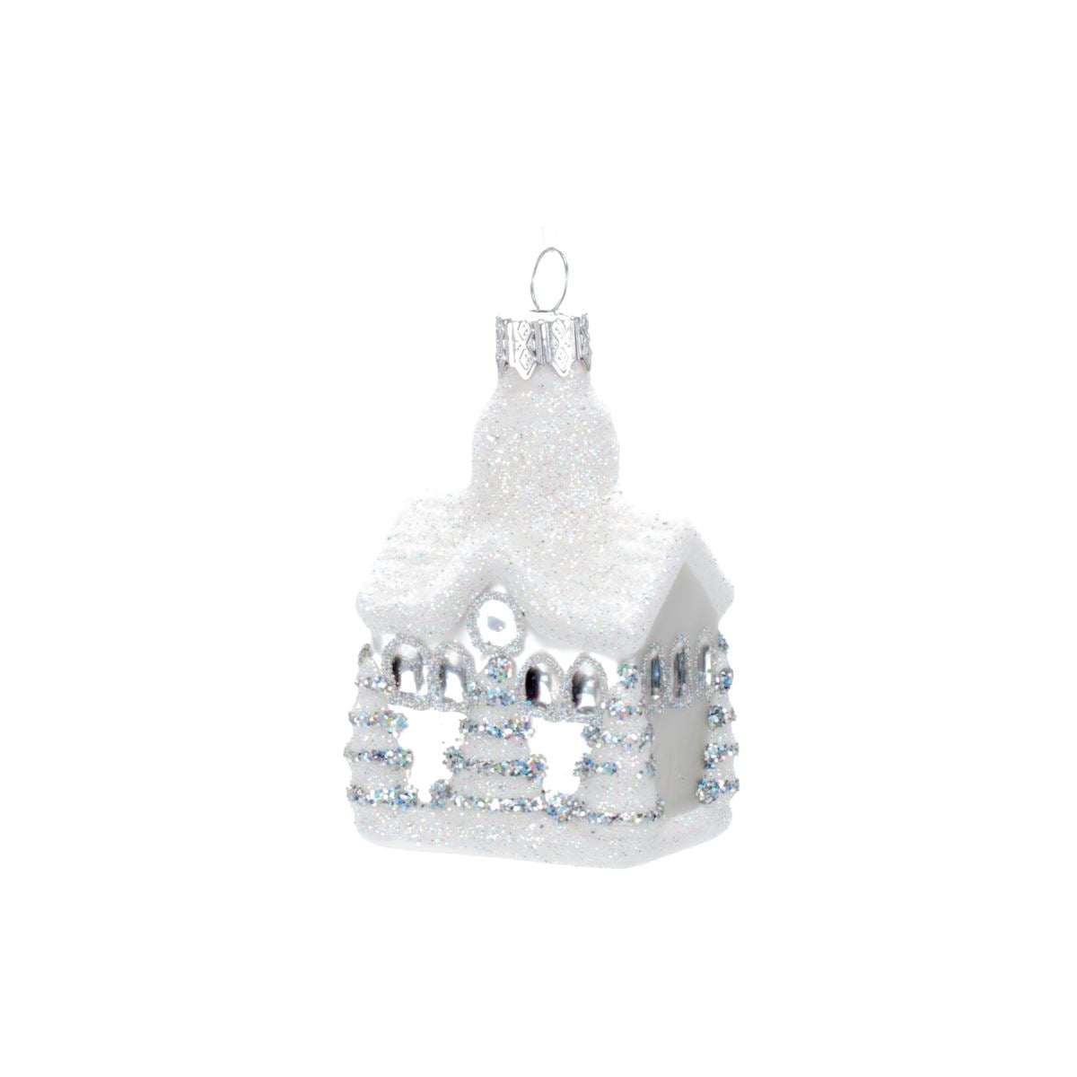 Glass Christmas tree decoration House in assortment, 8*5 cm, 1170M New Year's decoration House, 8*5 cm, 1170M