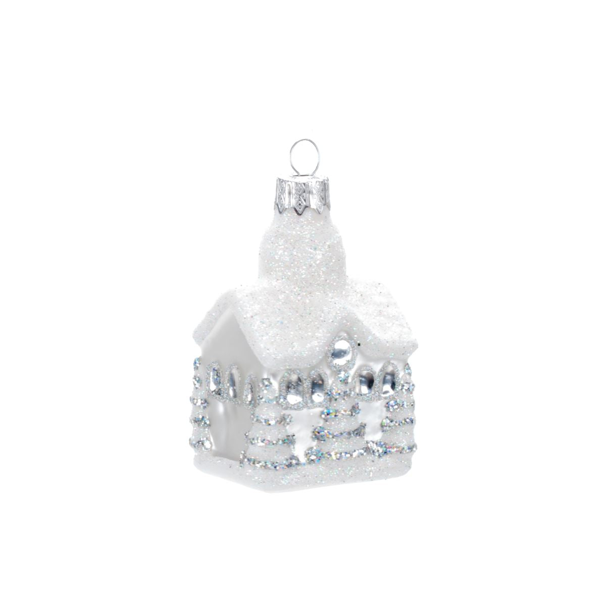 Glass Christmas tree decoration House in assortment, 8*5 cm, 1170M New Year's decoration House, 8*5 cm, 1170M
