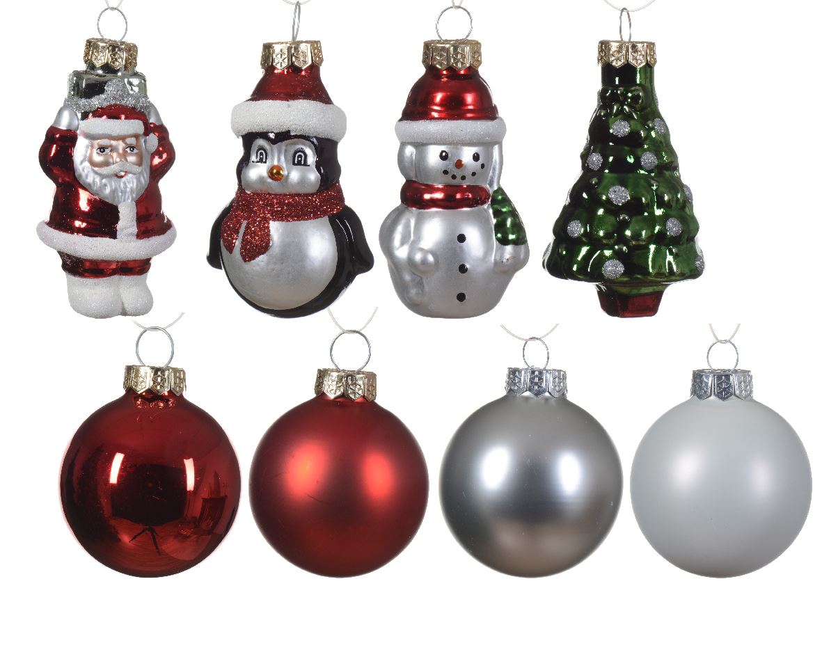 Set of glass figurines for a Christmas tree MIX, 5 pcs., 4.5*7 cm, 12.9594 Set of Christmas tree figurines MIX, 7 pcs., 4.5*7 cm, 12.9594