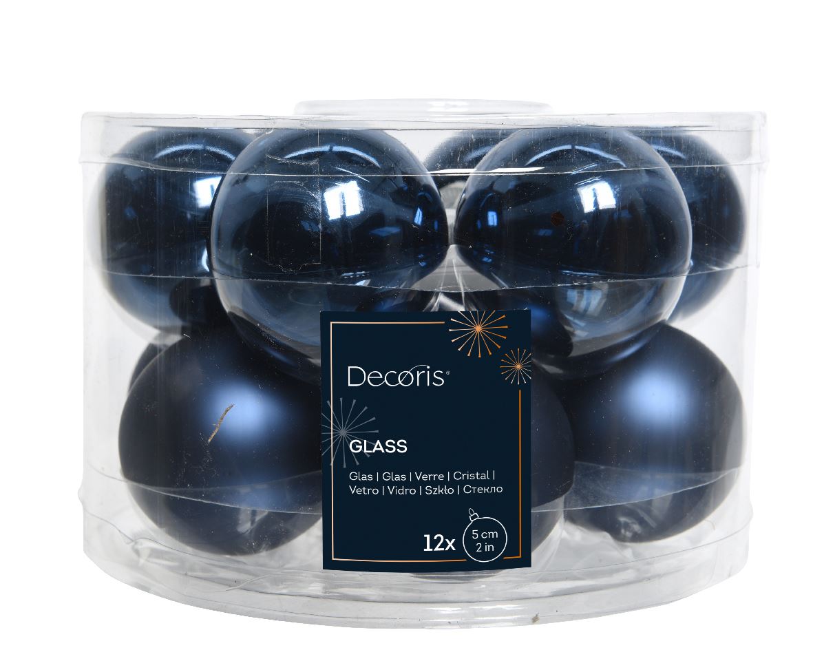 Set of glass balls for Christmas tree Night Blue