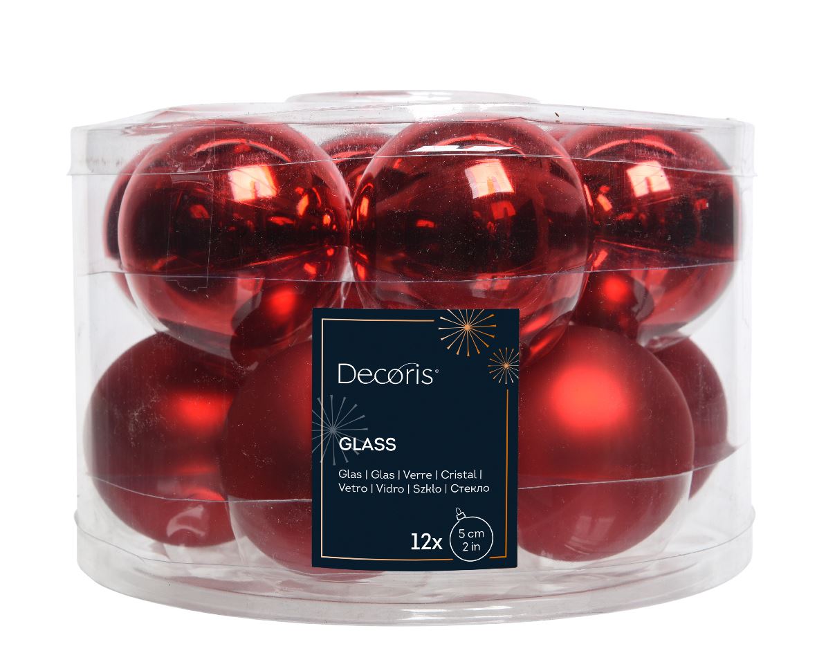 Set of glass balls for Christmas tree Red, 12