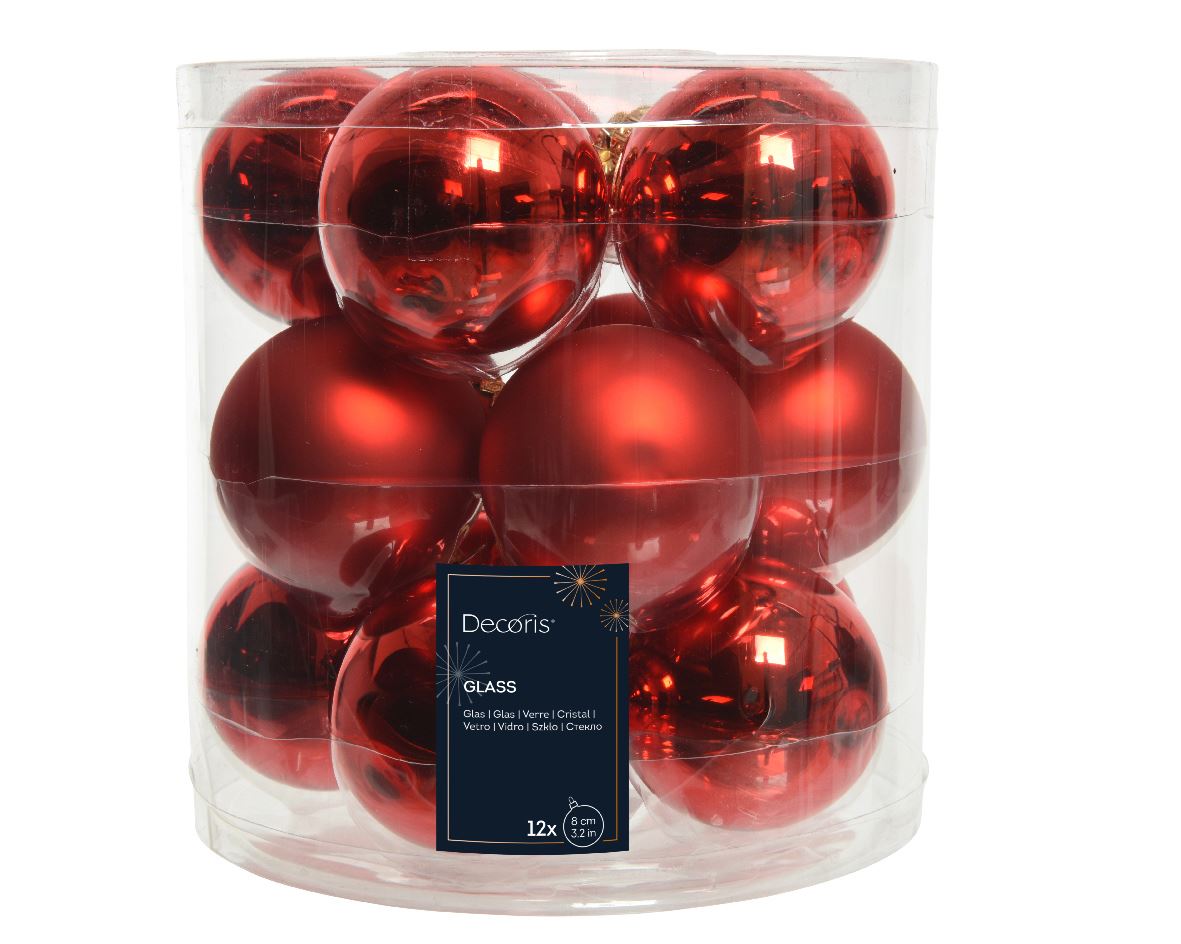 Set of glass balls for Christmas tree Red, 15