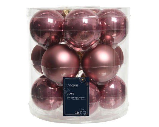 Set of glass balls for Christmas tree Velvet Pink, 15