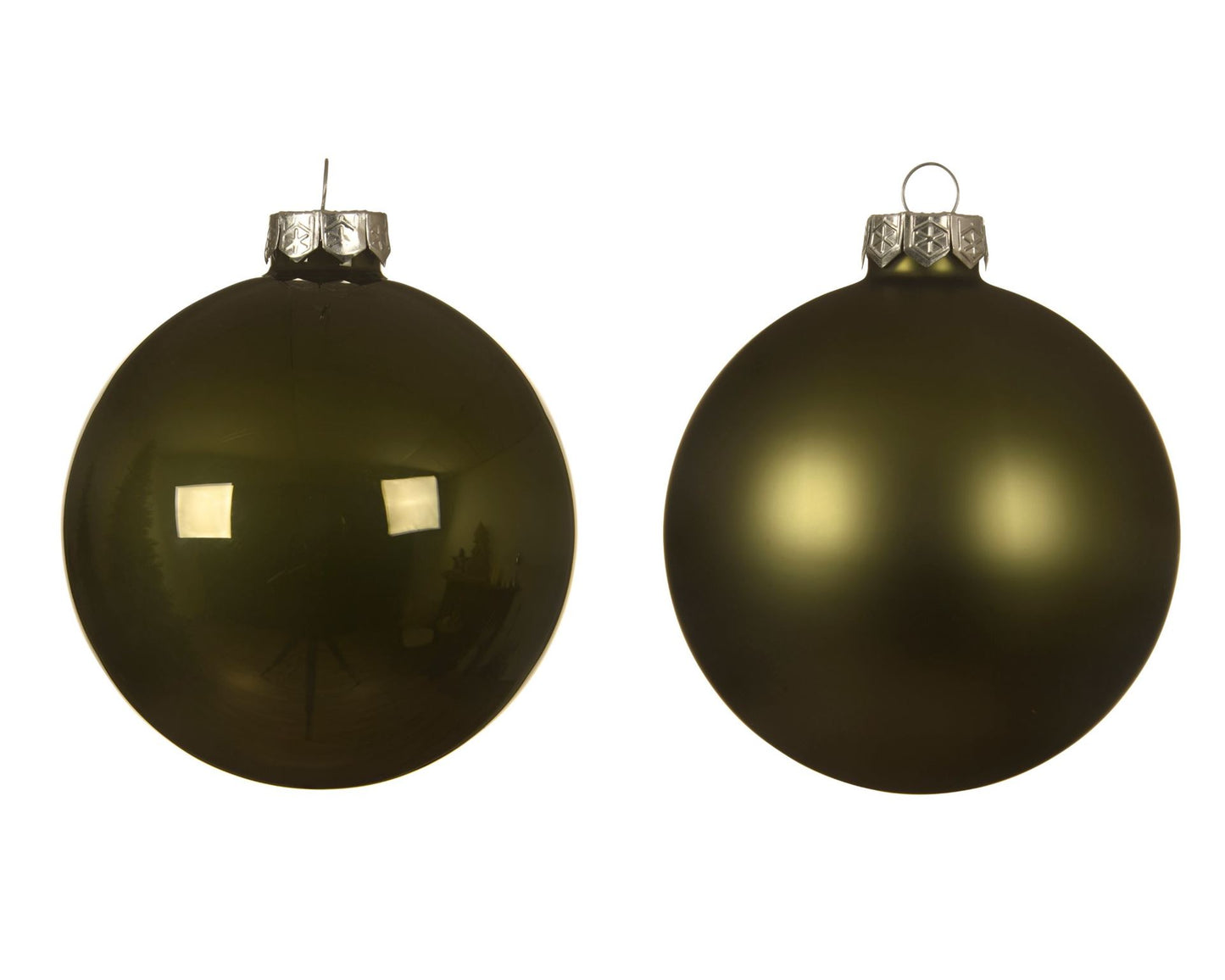 Moss green Christmas glass balls for holiday decor