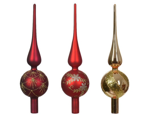 Christmas Tree Topper Red/Gold - Elegant Festive Ornament