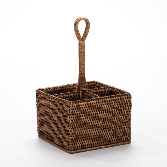 Handwoven Rattan Kitchen Holder – Colonial Style Table Accent 20cm*20cm*15/35cm