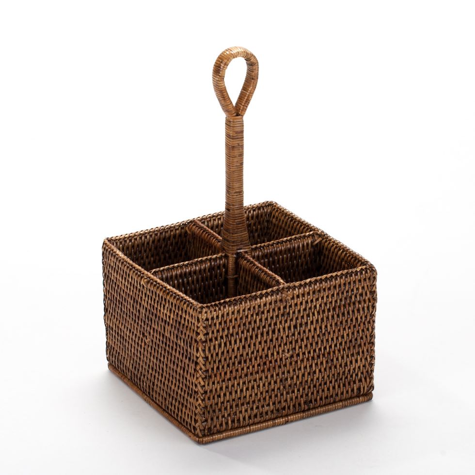 Handwoven Rattan Kitchen Holder – Colonial Style Table Accent 20cm*20cm*15/35cm