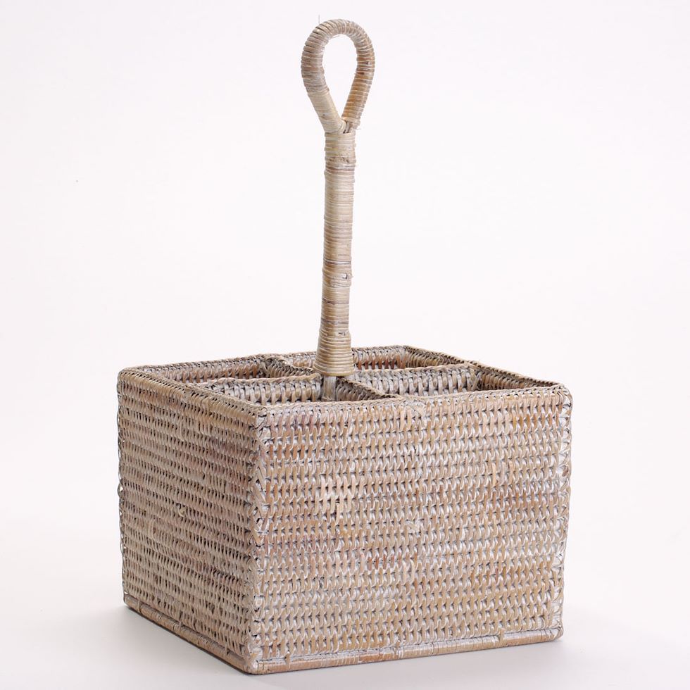 Vintage Style Cutlery Sauce Seasoning Kitchen Utensil Holder Handmade Rattan 20x20x15/35cm