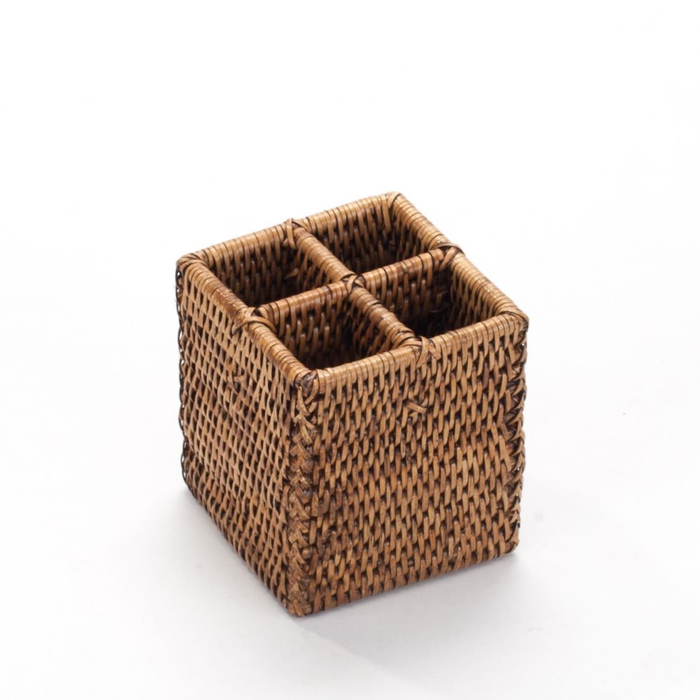 Handmade Rattan Desk Organizer: Rustic Charm for Your Workspace