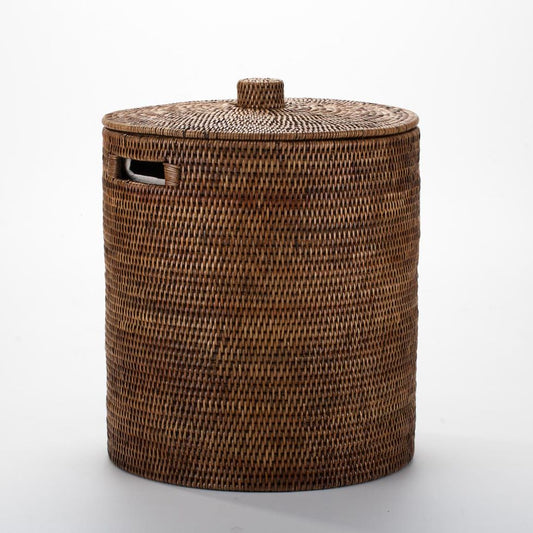 Handwoven Rattan Laundry Basket with Lid and Cotton Liner – Exotic Southeast Asian Charm, 38*42 cm