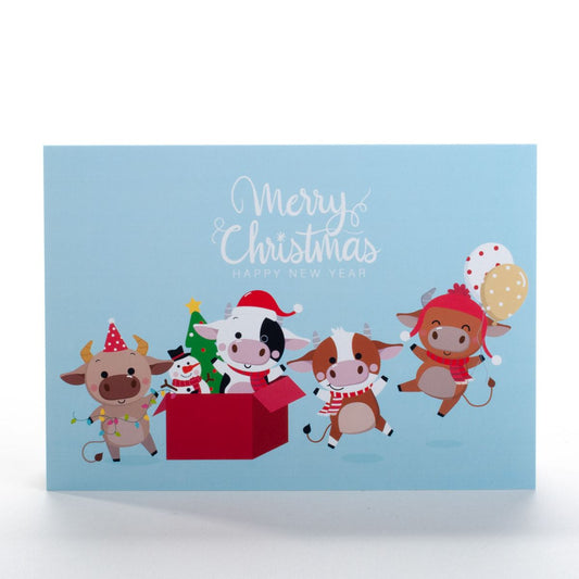Dancing bulls New Year's card