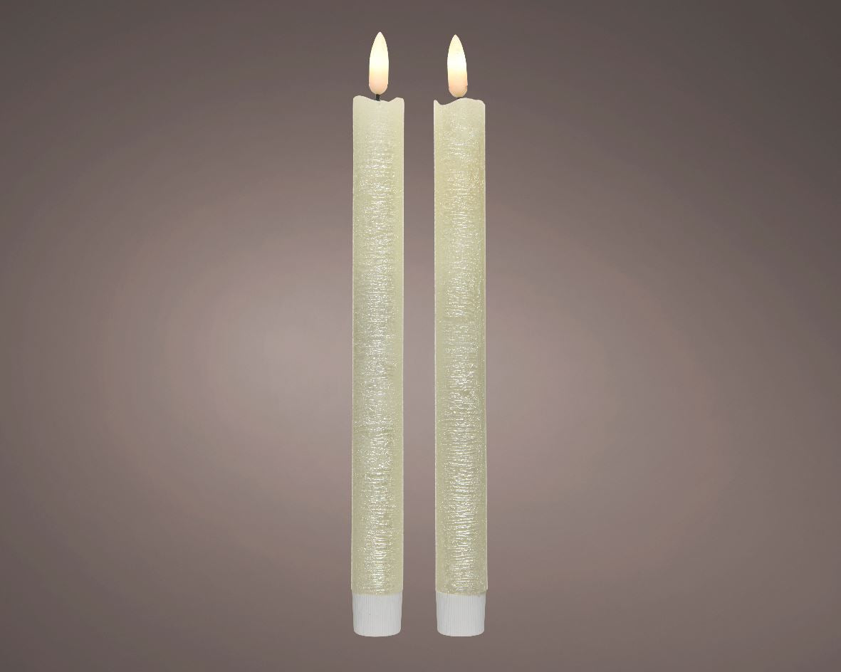Silver LED candle, 2 pcs., 2*24.5 cm, 48.5879