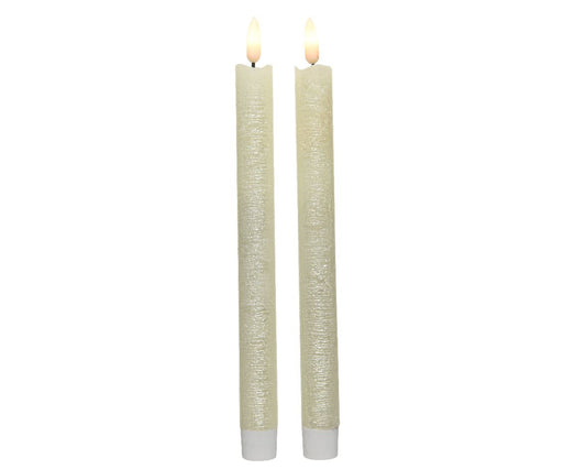 Silver LED candle, 2 pcs., 2*24.5 cm, 48.5879