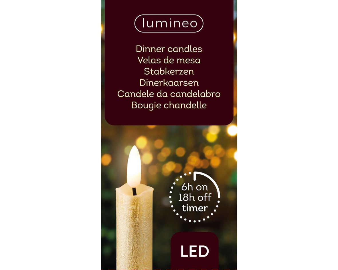 Gold LED candle, 2 pcs., 2*24.5 cm, 48.5883