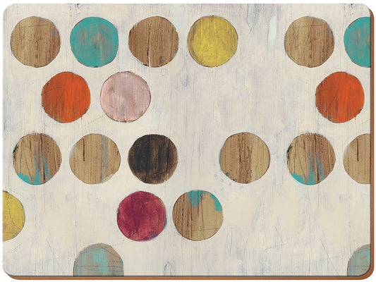 Creative Tops Retro Spot Large Cork-Backed Placemats – Set of 4, Fun Colorful Table Mats for Family & Everyday Dining