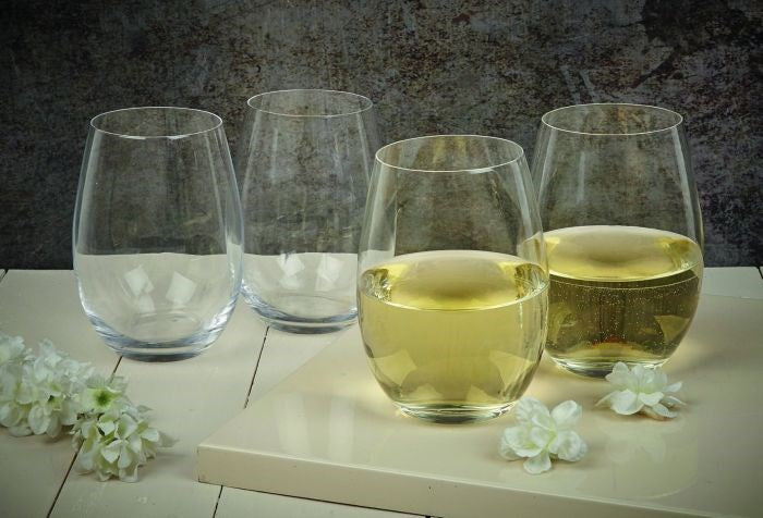 Set of 4 stemless wine glasses, crystal glass, Mikasa Julie, 5193458