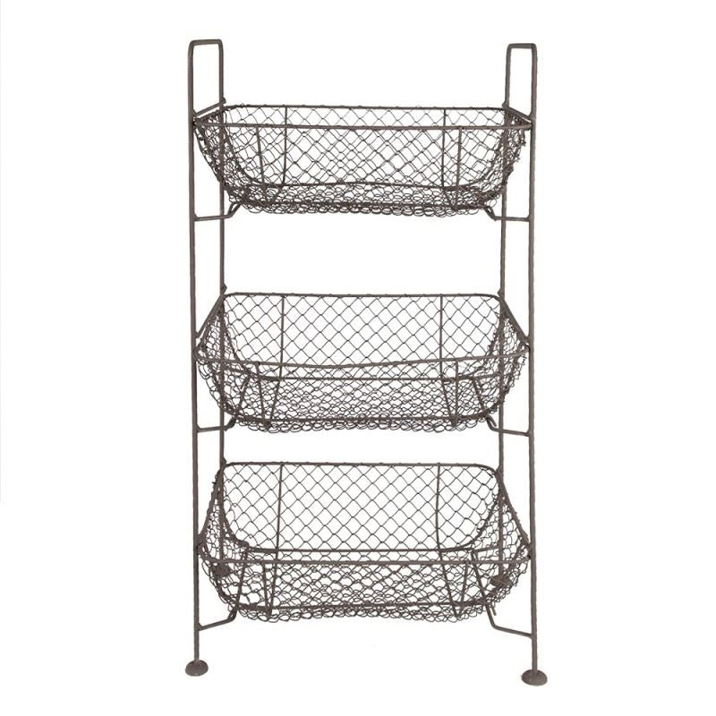 Metal shelf with storage baskets