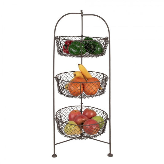 Three-Tier Metal Wire Basket Stand 12.4x32 in (31*80 cm)
