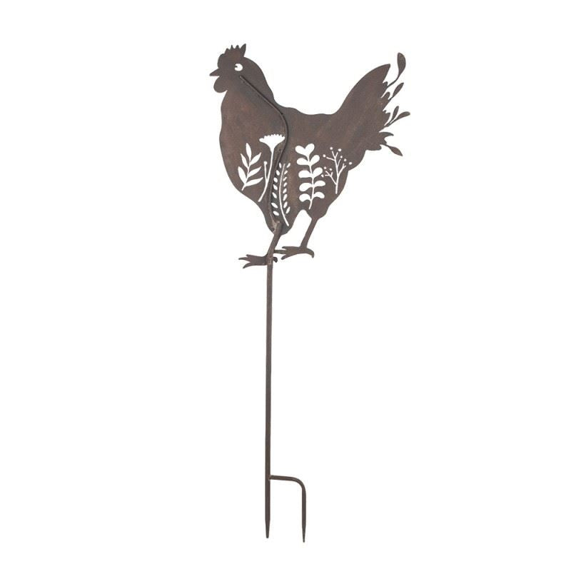 Metal Chicken Garden Stake – Whimsical Outdoor Decor, 18.8x50 in (47х2х124 cm)