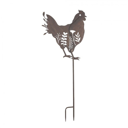 Metal Chicken Garden Stake – Whimsical Outdoor Decor, 18.8x50 in (47х2х124 cm)