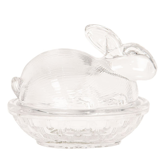 Vintage Glass Bunny Butter Dish, 12х8х9 cm