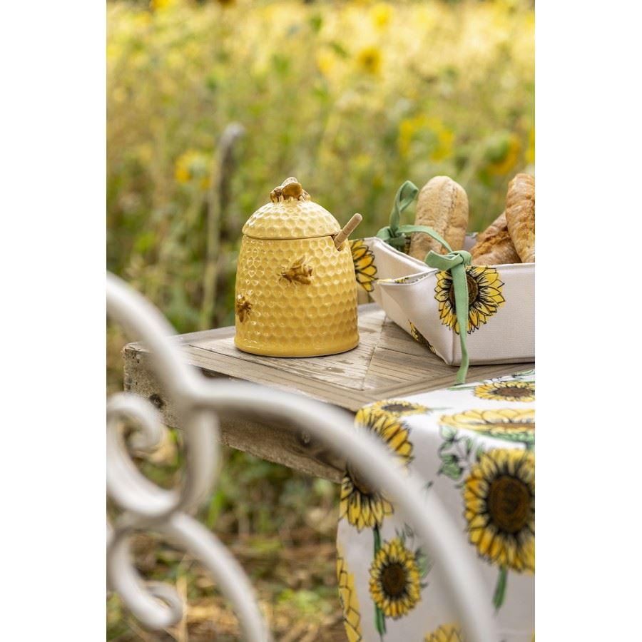 Ceramic jar for honey with a spoon, 11*14 cm, 6CE1147