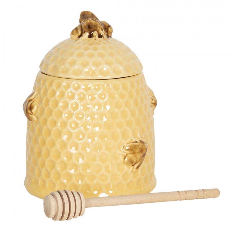 Ceramic jar for honey with a spoon, 11*14 cm, 6CE1147