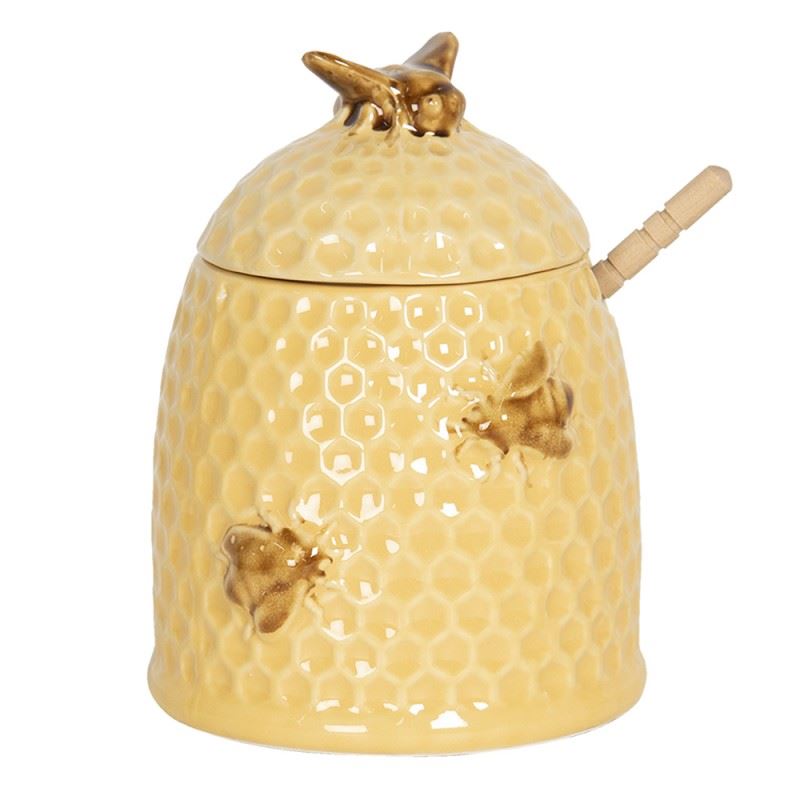 Ceramic jar for honey with a spoon, 11*14 cm, 6CE1147