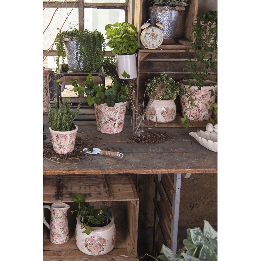 Ceramic planter for flowers in vintage style Roses, 27*13*14 cm, 6CE1411