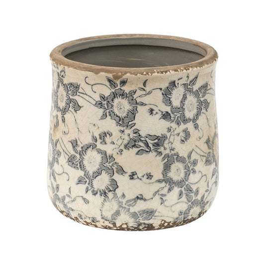 Ceramic flower planter in vintage style, 14*14 cm, 6CE1459M