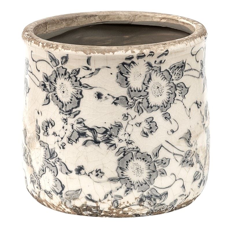Ceramic Flower Pot in Vintage Style Pastel Grey, 12*12 cm, 6CE1459S