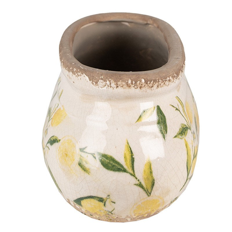 Ceramic Flower Pot in Vintage Style Yellow Lemons, 23*10*9 cm, 6CE1531M