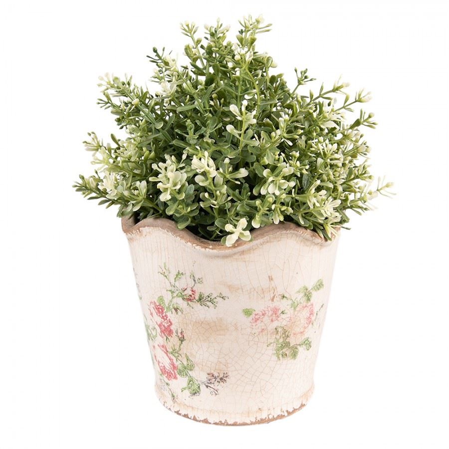 Vintage-style ceramic flower planter Pink Flowers, 14*16 cm, 6CE1537M