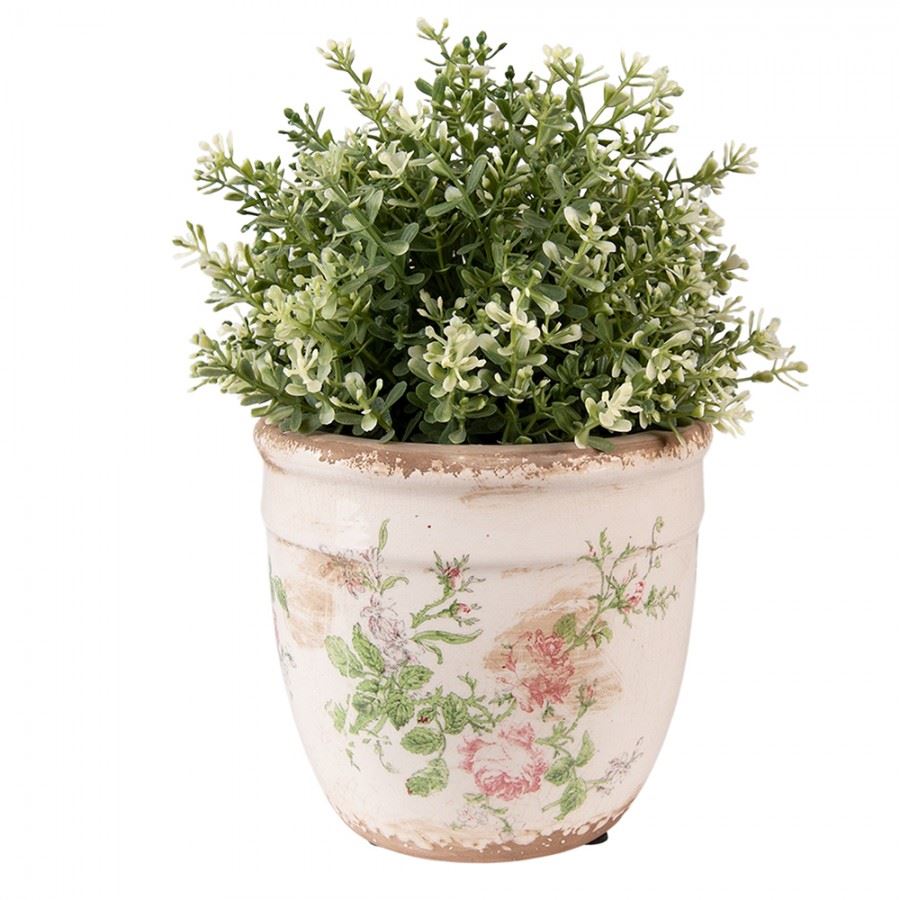Vintage-style ceramic flower planter Pink Flowers, 15*14 cm, 6CE1541M
