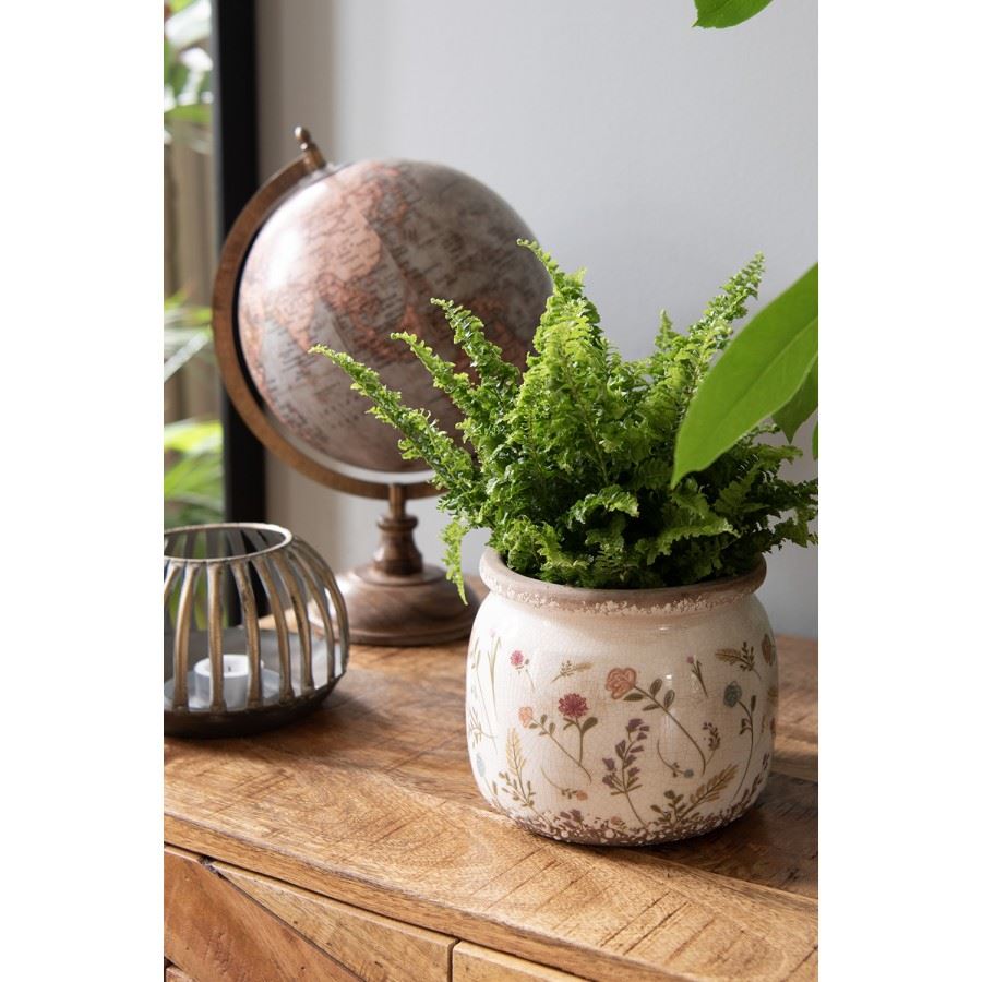 Ceramic flower planter in vintage style, 15*13 cm, 6CE1551M