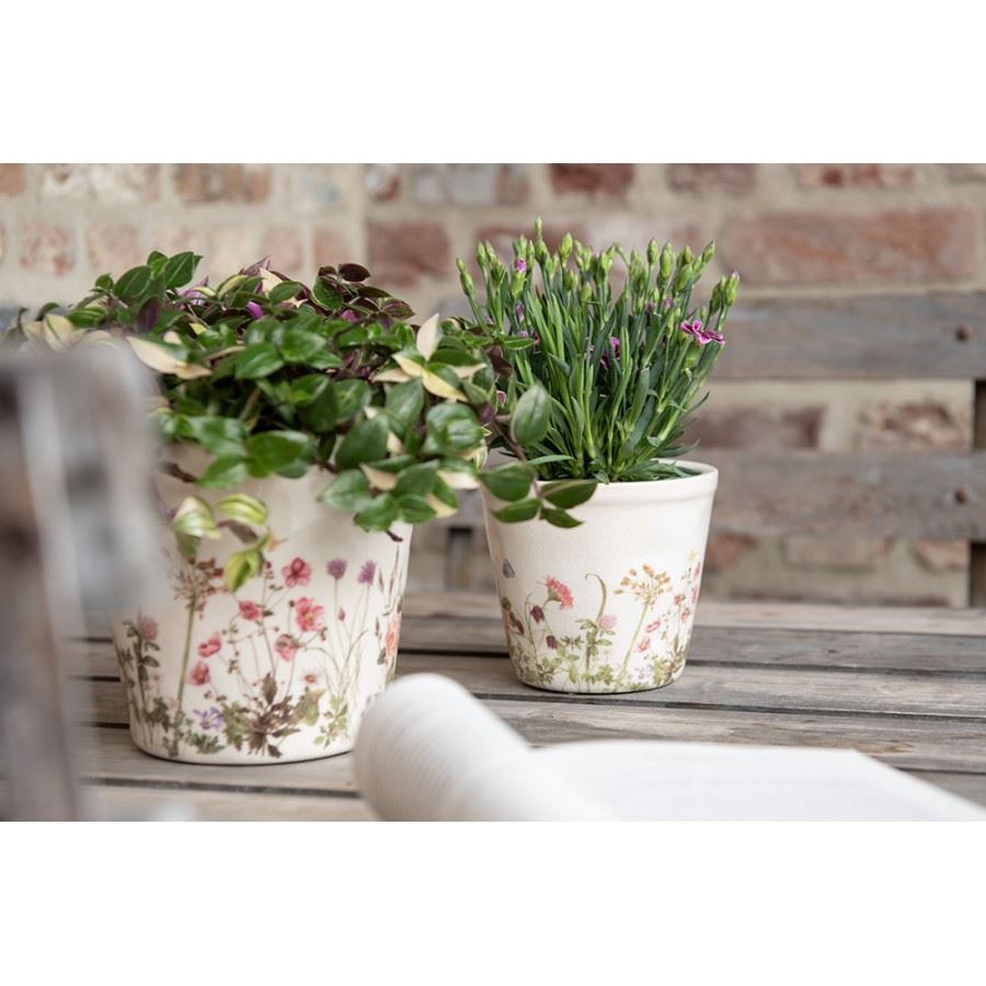 Ceramic flower pot in vintage style, 14*13 cm, 6CE1555M