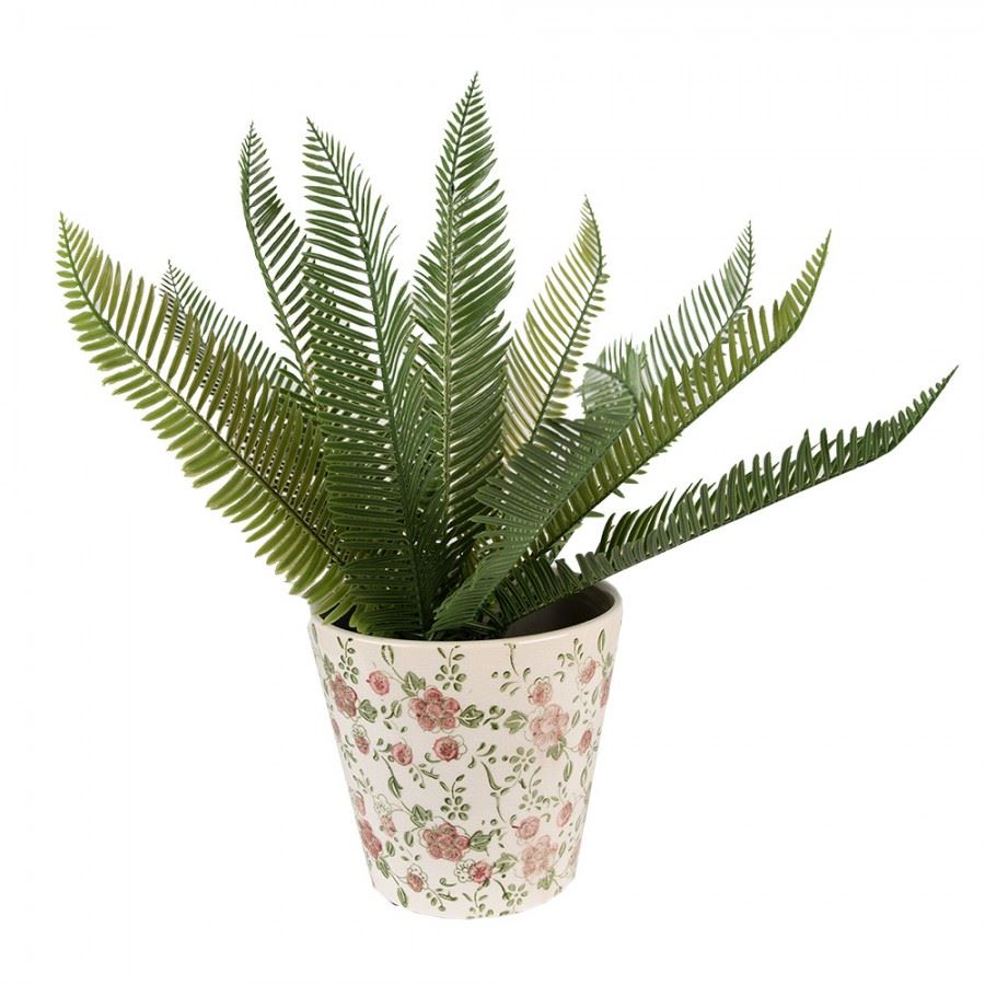 Ceramic flower pot in vintage style Red Flowers, 17*16 cm, 6CE1566M