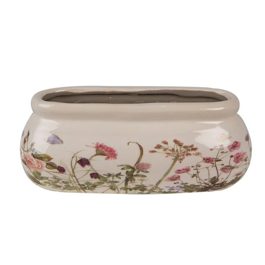 Ceramic flower planter in vintage style, 18*7*7 cm, 6CE1602S